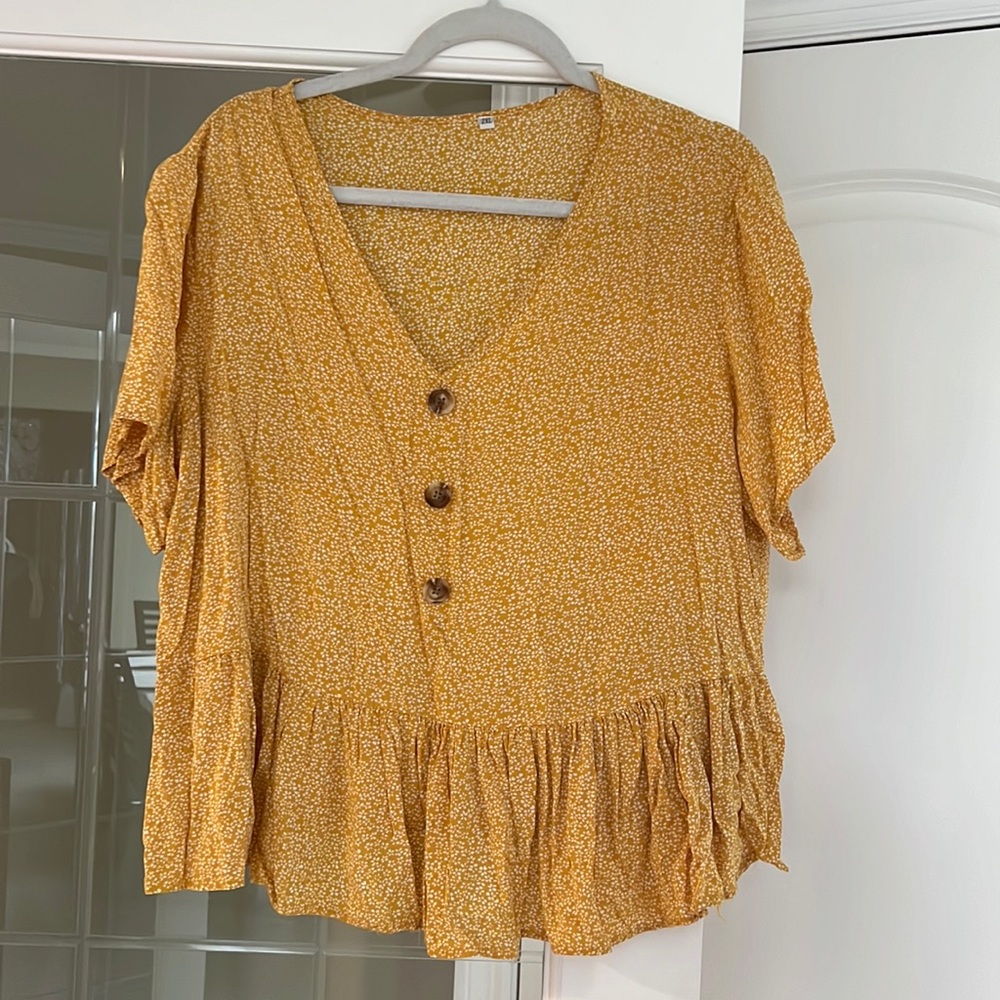 Yellow Top with Buttons